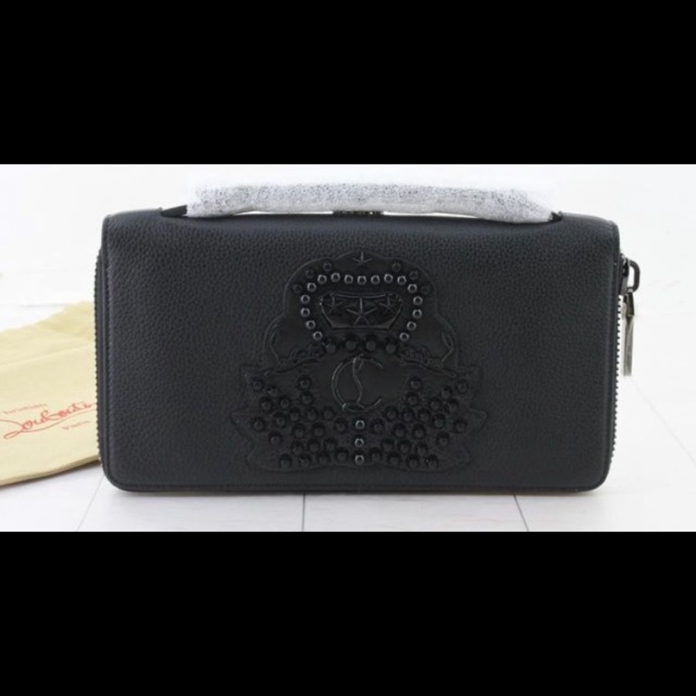 Christian Louboutin Travel Case Panettone Wallet Size XL Black/Red Leather